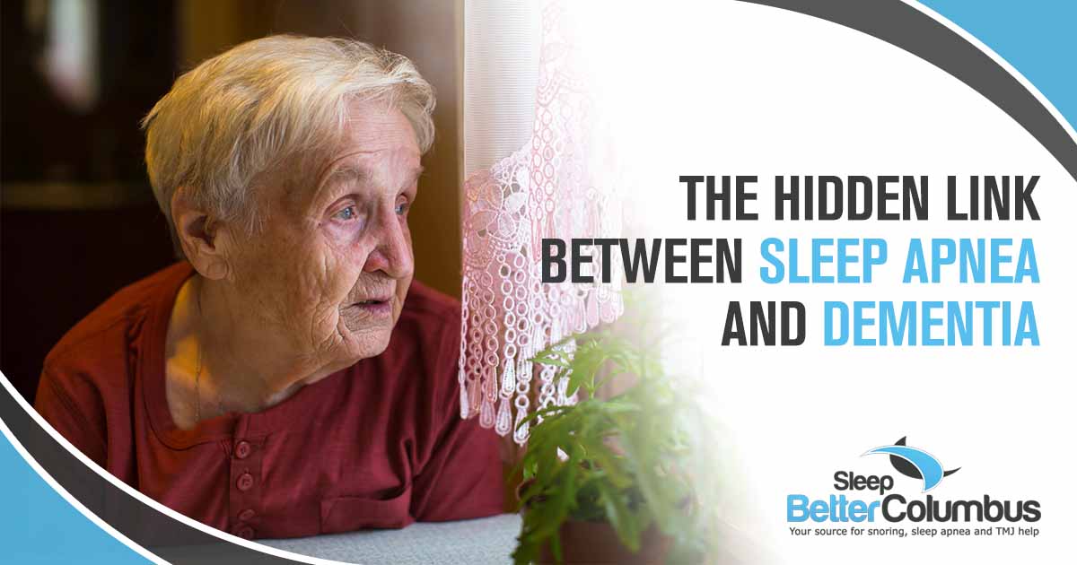 Image of an older woman with a longing expression looking out the window, representing contemplation and health concerns. Featuring Sleep Better Columbus and highlighting the hidden link between sleep apnea and dementia.